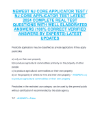 NEWEST NJ CORE APPLICATOR TEST /  NJ CORE APPLICATOR TEST LATEST  2024 COMPLETE REAL TEST  QUESTIONS WITH WELL ELABORATED  ANSWERS (100% CORRECT VERIFIED  ANSWERS BY EXPERTS) LATEST  UPDATES