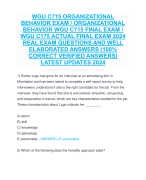 WGU C715 ORGANIZATIONAL  BEHAVIOR EXAM / ORGANIZATIONAL  BEHAVIOR WGU C715 FINAL EXAM /  WGU C175 ACTUAL FINAL EXAM 2024  REAL EXAM QUESTIONS AND WELL  ELABORATED ANSWERS (100%  CORRECT VERIFIED ANSWERS)  LATEST UPDATES 2024