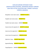 KAPLAN NURSING ENTRANCE EXAM (MATHS,SCIENCE,READING ,GRAMMAR) NEWEST VERSION 2024-2025 ACTUAL QUESTION AND  CORRECT DETAILED VERIFIED ANSWERS.