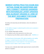NEWEST EDPNA PRACTICE EXAM 2024  ACTUAL EXAM 300 QUESTIONS AND  100% CORRECT VERIFIED ANSWERS  WITH RATIONALES LATEST UPDATES  2024 |ALREADY GRADED A+ (ONE OF  THE BEST DOCUMENT FOR EXAM  PREPARATION)