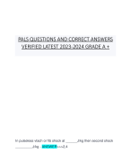  PALS QUESTIONS AND CORRECT ANSWERS VERIFIED LATEST 2023-2024 GRADE A +