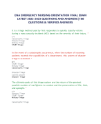 ENA EMERGENCY NURSING ORIENTATION FINAL EXAM  LATEST 2022-2023 QUESTIONS AND ANSWERS |100  QUESTIONS & VERIFIED ANSWERS