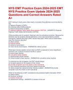 NYS EMT Practice Exam 2024-2025 EMT  NYS Practice Exam Update 2024-2025  Questions and Correct Answers Rated  A+ | Verified NYS EMT Practice Exam 2024 Quiz with Accurate Solutions Aranking Allpass 