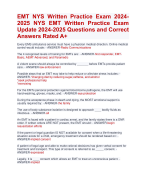 EMT NYS Written Practice Exam 2024- 2025 NYS EMT Written Practice Exam  Update 2024-2025 Questions and Correct  Answers Rated A+ | Verified EMT NYS Written Practice Exam Update 2024 Quiz with Accurate Solutions Aranking Allpass 