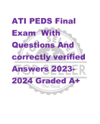 ATI PEDS Final  Exam With  Questions And  correctly verified  Answers 2023- 2024 Graded A+