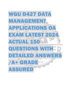 WGU D427 DATA  MANAGEMENT  APPLICATIONS OA  EXAM LATEST 2024  ACTUAL 150  QUESTIONS WITH  DETAILED ANSWERS  /A+ GRADE  ASSURED