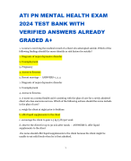 ATI PN MENTAL HEALTH EXAM  2024 TEST BANK WITH  VERIFIED ANSWERS ALREADY  GRADED A+