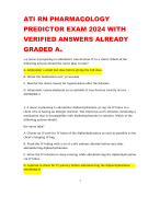 ATI RN PHARMACOLOGY  PREDICTOR EXAM 2024 WITH  VERIFIED ANSWERS ALREADY  GRADED A+