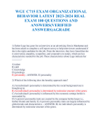 WGU C715 EXAM ORGANIZATIONAL  BEHAVIOR LATEST 2023-2024 REAL  EXAM 100 QUESTIONS AND  ANSWERS(VERIFI