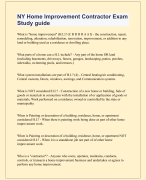 NY Home Improvement Contractor Exam  Study guide