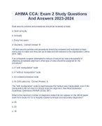 AHIMA CCA: Exam 2 Study Questions  And Answers 2023-2024