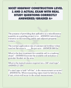 NICET HIGHWAY CONSTRUCTION LEVEL  1 AND 2 ACTUAL EXAM WITH REAL  STUDY QUESTIONS CORRECTLY  ANSWERED/GRADED A+