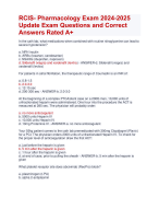 RCIS- Pharmacology Exam 2024-2025  Update Exam Questions and Correct  Answers Rated A+ | Verified RCIS Pharmacology Actual Exam Update  Latest 2024 Quiz with Accurate Solutions Arated Allpass Agraded