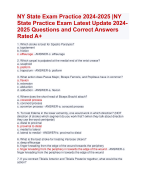NY State Exam Practice 2024-2025 |NY  State Practice Exam Latest Update 2024- 2025 Questions and Correct Answers  Rated A+ | Verified NY State  Practice Actual Exam 2024 Quiz with Accurate Solutions Aranking Allpass Agraded