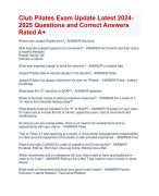 Club Pilates Exam Update Latest 2024-2025 Questions and Correct Answers  Rated A+ | Verified Club Pilates Exam 2024 Quiz with Accurate Solutions Aranking Allpass 