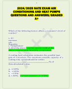 2024/2025 NATE EXAM AIR  CONDITIONING AND HEAT PUMPS  QUESTIONS AND ANSWERS/GRADED  A+