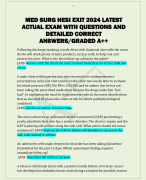 MED SURG HESI EXIT 2024 LATEST  ACTUAL EXAM WITH QUESTIONS AND  DETAILED CORRECT  ANSWERS/GRADED A++