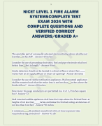 NICET LEVEL 1 FIRE ALARM SYSTEMSCOMPLETE TEST EXAM 2024 WITH  COMPLETE QUESTIONS AND  VERIFIED CORRECT  ANSWERS/GRADED A