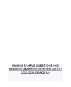 iHUMAN SAMPLE QUESTIONS AND CORRECT ANSWERS VERIFIED LATEST 2023-2024 GRADE A +