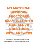 ATI MATERNAL  NEWBORN  PROCTORED  EXAM 2023 WITH  NGN ALL 70  QUESTIONS  WITH ANSWERS