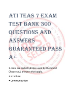 ATI TEAS 7 Exam  Test Bank 300 questions and  answers  guaranteed pass  a+