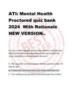 ATI: Mental Health  Proctored quiz bank 2024 With Rationale  NEW VERSION..