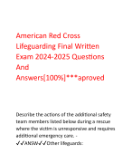 American Red Cross  Lifeguarding Final Written  Exam 2024-2025 Questions  And Answers[100%]***aproved