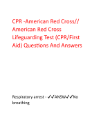 CPR -American Red Cross// American Red Cross  Lifeguarding Test (CPR/First  Aid) Questions And Answers