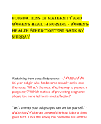 Foundations oF Maternity and  WoMen's HealtH nursing - WoMen's  HealtH 8tHeditiontest Bank By  Murray