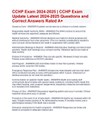 CCHP Exam 2024-2025 | CCHP Exam  Update Latest 2024-2025 Questions and  Correct Answers Rated A+ | Verified CCHP Exam 2024 Quiz with Accurate Solution Aranking Allpass 