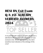 HESI RN Exit Exam  Q/A #2- ALREADY  VERIFIED ANSWERS  2024