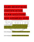 NAMs Menopause  Certification  Exam Questions  and Answers 2024