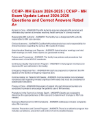 CCHP- MH Exam 2024-2025 | CCHP - MH Exam Update Latest 2024-2025  Questions and Correct Answers Rated  A+ | Verified CCHP- MH Exam 2024  Quiz  with Accurate Solutions Aranking Allpass 
