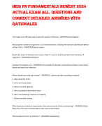 HESI PN FUNDAMENTALS NEWEST 2024  ACTUAL EXAM ALL QUESTIONS AND  CORRECT DETAILED ANSWERS WITH  RATIONALES