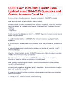 CCHP Exam 2024-2025 | CCHP Exam  Update Latest 2024-2025 Questions and  Correct Answers Rated A+ | Verified CCHP Exam 2024 Quiz with Accurate Solutions Aranking Allpass 