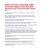 RNFA Final Exam 2 2024-2025 | RNFA Final Exam Update Latest 2024-2025  Questions and Correct Answers Rated  A+ | Verified RNFA Exam 2024 Quiz with Accurate Solution Aranking Allpass 