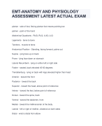 EMT-ANATOMY AND PHYSIOLOGY  ASSESSMENT LATEST ACTUAL EXAM 