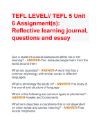 TEFL LEVEL// TEFL 5 Unit  6 Assignment(s):  Reflective learning journal,  questions and essay