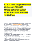 LDR - 302S Organizational  Culture// LDR-302S  Organizational Cultur Questions and Answers  100% Pass