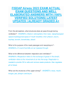 FISDAP Airway 2023 EXAM ACTUAL  EXAM QUESTIONS AND WELL  ELABORATED ANSWERS WITH (100%  VERIFIED SOLUTIONS) LATEST  UPDATES | ALREADY GRADED A+