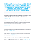 NYC Food Protection Course 2023 EXAM  ACTUAL EXAM QUESTIONS AND WELL  ELABORATED ANSWERS WITH (100%  VERIFIED SOLUTIONS) LATEST  UPDATES | ALREADY GRADED A+