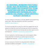 ATI MATERNAL NEWBORN PROCTORED  EXAM / NGN ATI MATERNAL NEWBORN  PROCTORED 2023 EXAM ACTUAL EXAM  QUESTIONS AND WELL ELABORATED  ANSWERS WITH RATIONALES (100%  VERIFIED SOLUTIONS) LATEST UPDATES |  ALREADY GRADED A+