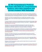 Ati RN Comprehensive Predictor Exit Exam with NGN ATI Comprehensive  Predictor 2023-2024 Questions and  Correct Answers With Rationales