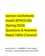 women worksheets  health SFMCCON  (Spring 2024)  Questions & Answers  Rated 100% Correct!!
