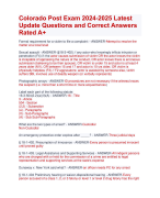 Colorado Post Exam 2024-2025 Latest  Update Questions and Correct Answers  Rated A+ | Verified Colorado Post Actual Exam 2024 Quiz with Accurate Solutions Aranking Allpass
