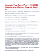 Colorado Post Exam (Test 1) 2024-2025 Questions and Correct Answers Rated  A+ | Verified Colorado Post Exam (Test 1) 2024-2025 Quiz with Accurate Solutions Aranking Allpass 