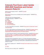 Colorado Post Exam Latest Update 2024-2025 Questions and Correct  Answers Rated A+ | Verified Colorado Post Exam Update 2024- Questions with Accurate Solutions Aranking Allpass 
