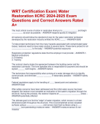 WRT Certification Exam Water  Restoration IICRC 2024-2025 Actual Exam Questions and Correct Answers Rated  A+ | Verified WRT Certification Exam | Water  Restoration IICRC 2024-2025 Exam Quiz with Accurate Solutions Aranking Allpass 