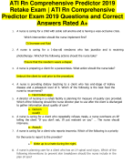 ATI Rn Comprehensive Predictor 2019  Retake Exam | ATI Rn Comprehensive  Predictor Exam 2019 Questions and Correct  Answers Rated A+ Verified Comprehensive Predictor Rn ATI  Exam Latest Update 2024 Quiz with Accurate Aranking Allpass 