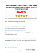 NURS 190 HEALTH ASSESSMENT FINAL EXAM ACTUAL EXAM 350 QUESTIONS AND CORRECT ANSWERS AGRADE